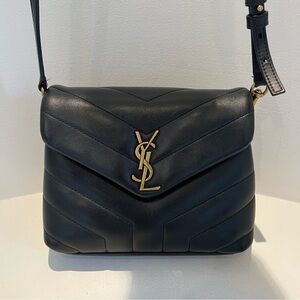 Saint Laurent Quilted Y Monogram Toy Loulou Crossbody Bag Black